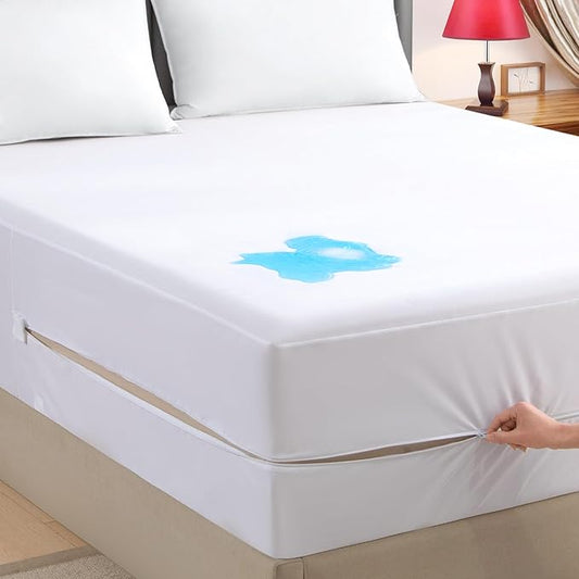 Zippered Mattress Encasement California King, Waterproof Zipper Mattress Protector, Breathable, Noiseless, Machine-WashableCal King Zip Mattress Cover，Fitting 7" - 15" Deep Mattress