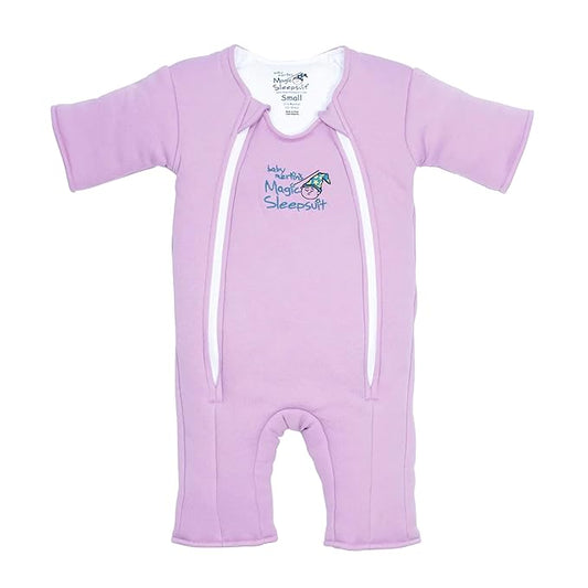 Magic Sleepsuit Baby Merlin's Cotton Baby Swaddle Transition Product - Soft and Cozy Design, Double Zipper for Easy Diaper Changes, Promotes Safe Sleep, 3-6 Months - Lavender - Large 18-21lbs