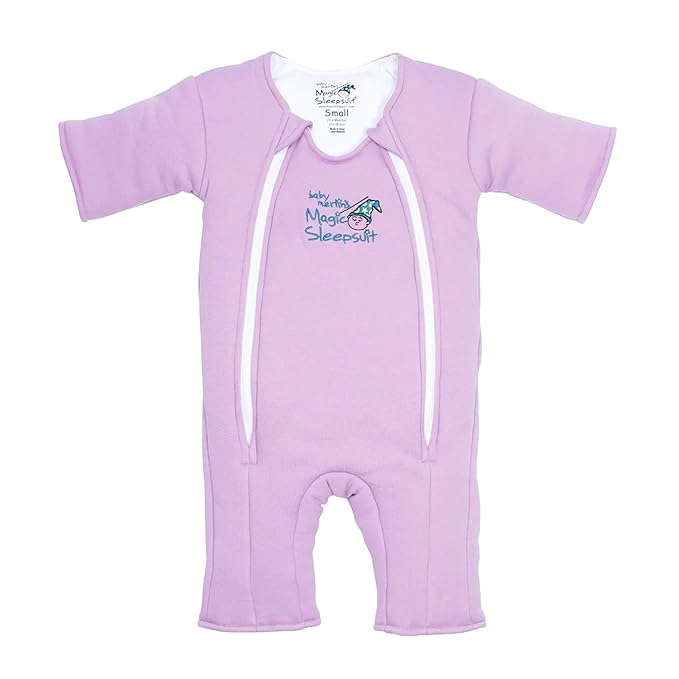 Magic Sleepsuit Baby Merlin's Cotton Baby Swaddle Transition Product - Soft and Cozy Design, Double Zipper for Easy Diaper Changes, Promotes Safe Sleep, 3-6 Months - Lavender - Small 12-18lbs