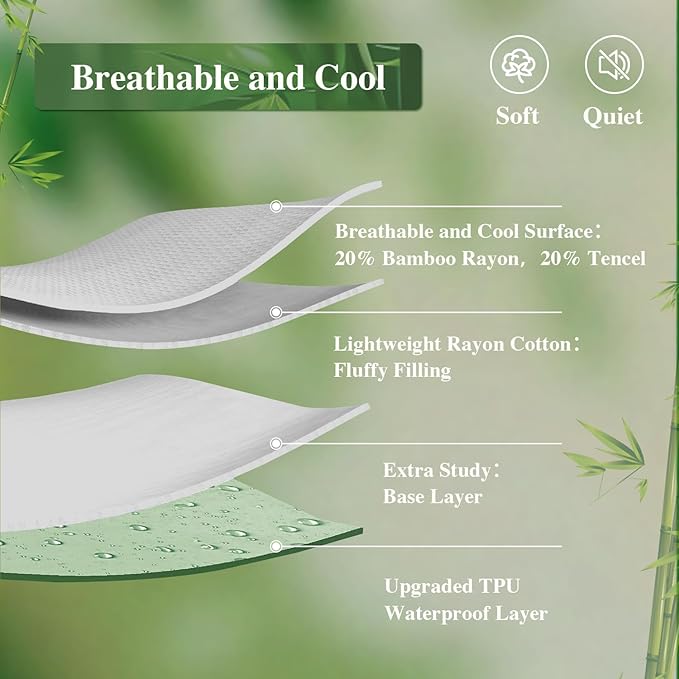 Twin XL Mattress Protector, Waterproof Mattress Pad Washable Rayon Mattress Cover Breathable Noiseless Bed Protector 3D Patterns 5" - 21'' Elastic Fitted Deep Pocket(Light Grey)