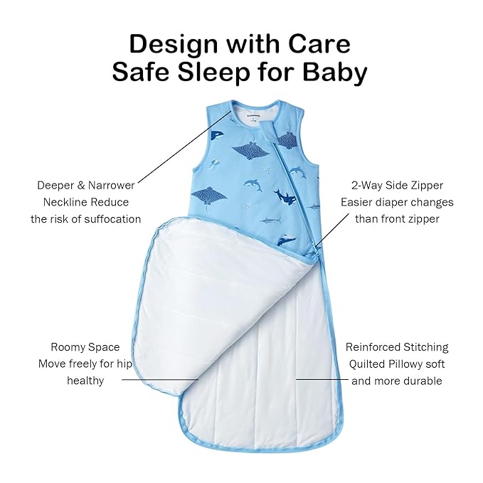 BubblePanda Rayon Made from Bamboo Sleep Sack 6-12 Months 1.0 Tog Soft Toddler Sleeping Sack for Babies 2-Way Zipper Baby Wearable Blanket