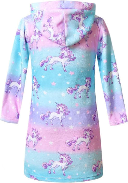 QPANCY Girls Robe Kids Bathrobes Soft Plush Fleece Pajamas Sleepwear