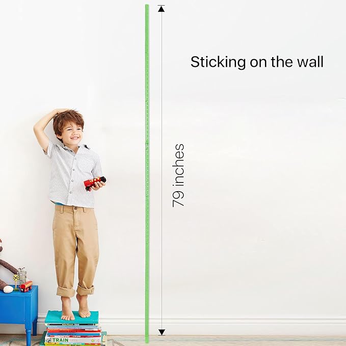 EASYXQ Height Measurement for Wall, Children Height Ruler, 3D Removable Growth Chart, Splicing Sliding Measuring Ruler for Kids and Nursery 79 inch (Green)