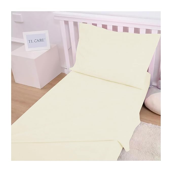 TL Care 100% Natural Cotton Jersey Knit 3-Piece Toddler Sheet Set, Cream, Soft Breathable