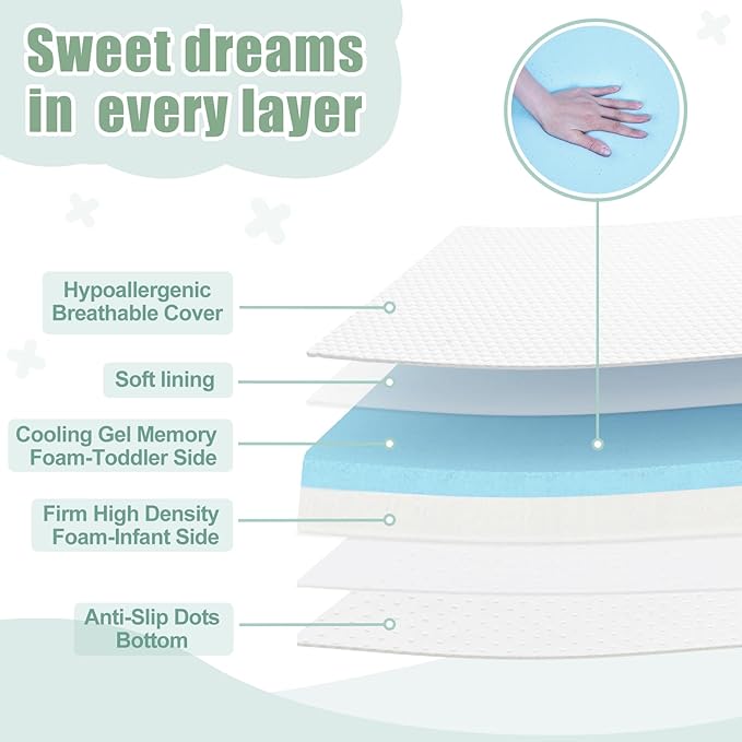 Pack and Play Mattress Pad, 38x26 Pack N Play Mattresses with Removable Breathable Cover, Portable Soft & Firm Memory Foam Baby Mattress for Pack n Play, White