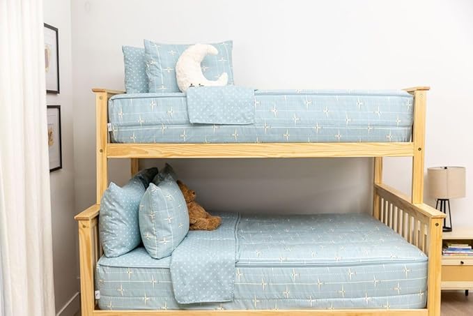 Beddy's Airplane Theme Durable Zipper Bedding for Kids, Bed in a Bag, Light Blue Sheets & Comforter with Plane Design, Includes Pillowcase & Pillow Sham Easy to Make & Wash