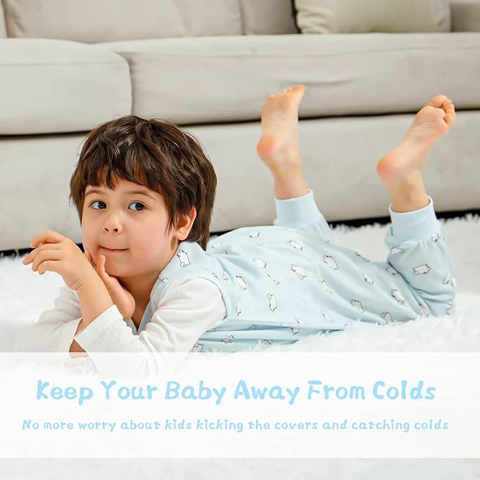WONDAY Toddler Sleep Sack with Feet, 0.5 Tog Sleeping Sacks for Walking with Legs 3-5T 4T 5T