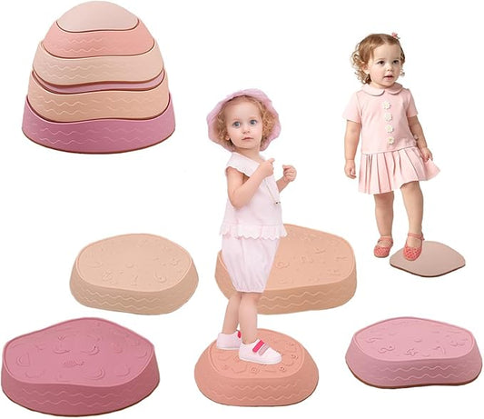 Fanboxk Stepping Stones for Kids,Non-Slip Toddler Sensory Stepping Stones for Promoting Toddler Balance Coordination Skills,Obstacle Courses Sensory Toys Outdoor or Indoor Play for Kids Age 3-8