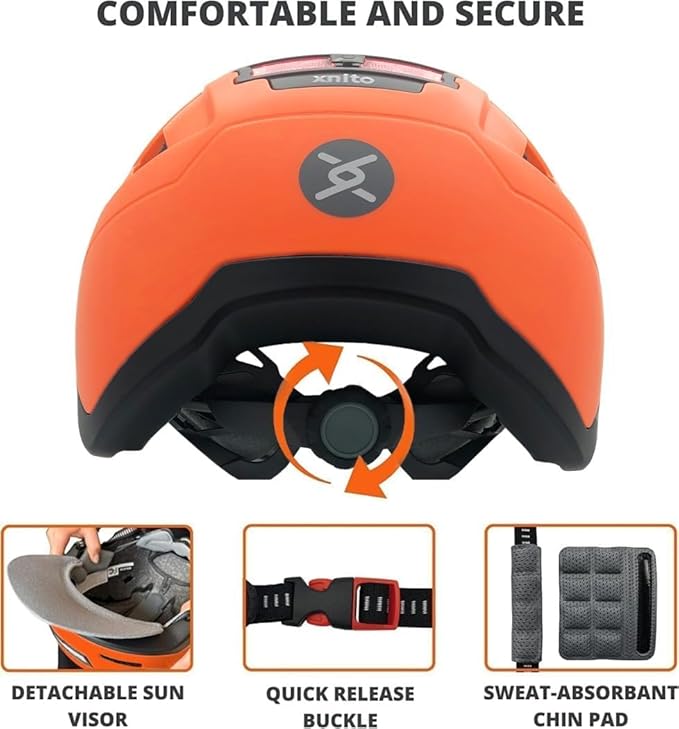 XNITO Kid Bike Helmets for Boys and Girls | Fit Head 51-54cm Circumference | CPSC & NTA-8776 Dual Certified | Multi-Sport Helmets with LED Lights, Magnetic Buckle, Detachable Visor