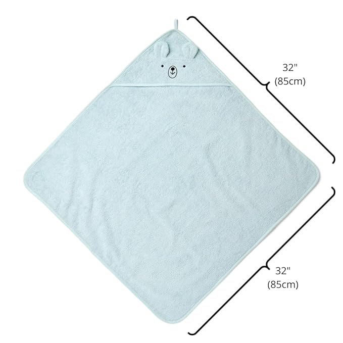 Baby Hooded Towel – Organic Cotton Baby Bath Towels – Baby Towels, Baby Bath Towels for Baby Boy, Baby Girl, 32" x 32" Super-Soft and Absorbent Baby Towels for Newborn (Bear - Baby Blue)
