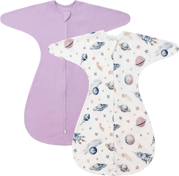 ZIGJOY Shark-Fin Transition Swaddle - 1.0 Tog Baby Sleep Sack Soft Cotton Transitional Swaddle Baby Wearable Blanket