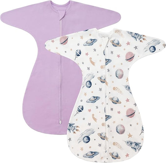 ZIGJOY Shark-Fin Transition Swaddle - 1.0 Tog Baby Sleep Sack Soft Cotton Transitional Swaddle Baby Wearable Blanket