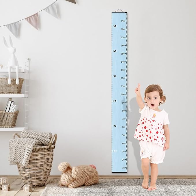 Nustila Growth Chart for Kids Measuring Height Chart and Kids Decor Meaningful Memories Through Kid Measurement Blue Growth Chart Ruler Wall Decor for Playroom Bedroom 79 in X 7.9 in