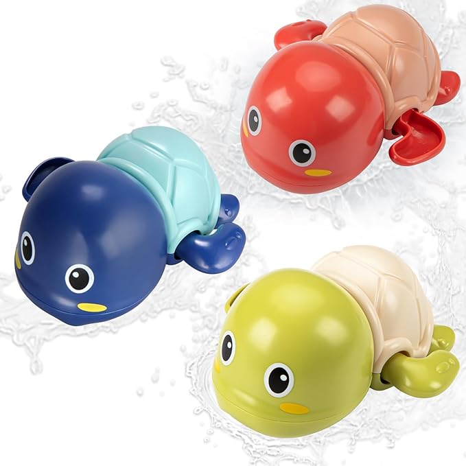 TOHIBEE Bath Toys, 3 Pack Cute Swimming Turtle Bath Toy for Toddlers 1-3, New Born Baby Bathtub Water Toys, Preschool Toddler Pool Toys