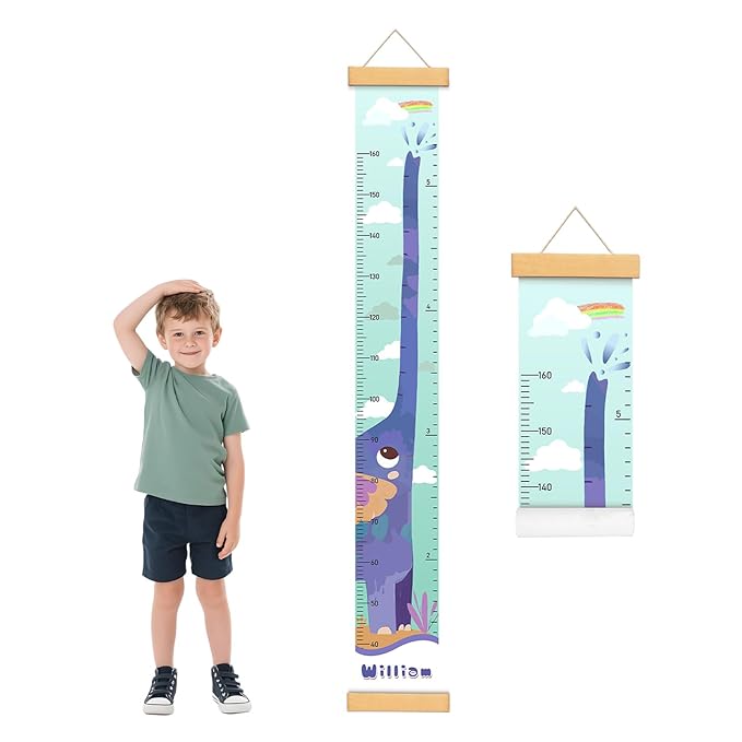 Personalized Painted Elephant Growth Chart for Wall Kids, Name Height Chart for Kids, for Nursery & Bedroom, Baby Shower Gift (59" x 7.8")