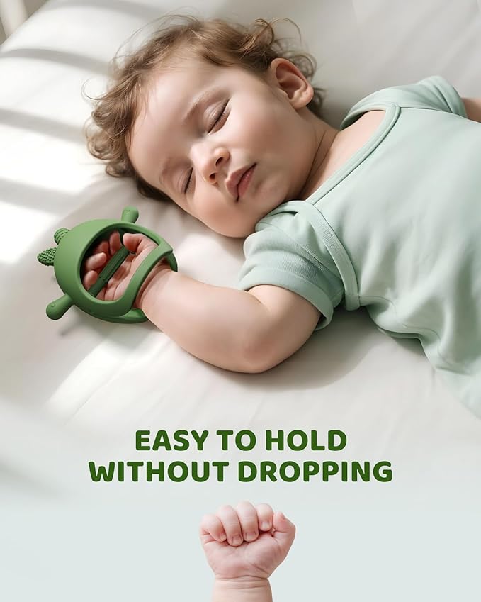 Baby Teething Toy Silicone Avocado Teething Mitten for Babies Over 3 Months Anti Dropping Wrist Hand Teethers Baby Chew Toys for Sucking Needs, BPA Free (Patent Pending)