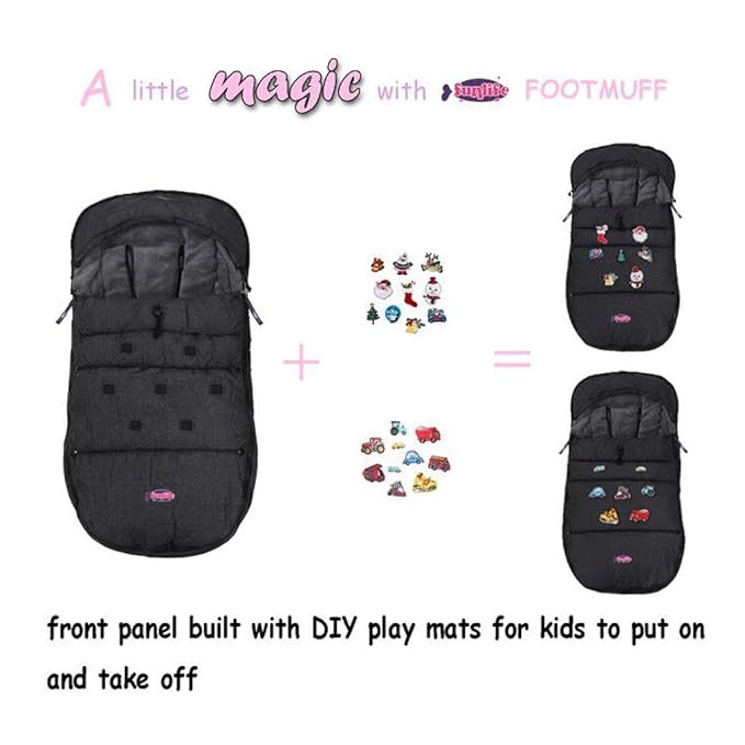 Christmas Decorated Uniuqe Waterproof Winter Stroller Bunting Bag Toddler,Width Adjustable, Anti-Dirt,Foot Area Open, Hoodie, All Features Needed for Baby Stroller Footmuff