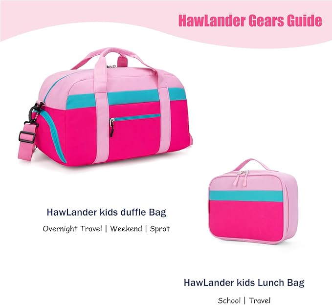 HawLander Little Kids Backpack for Boys or Girls, Toddler School Bag Fits 3 to 6 years old, Pink, 15 Inch
