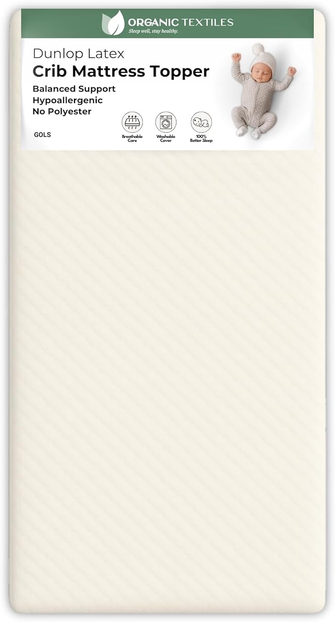 ORGANIC TEXTILES Organic Baby Mattress Topper with Tencel Cover - GOLS/GOTS Certified - Breathable, Hypoallergenic, 3" Standard (52"x28")