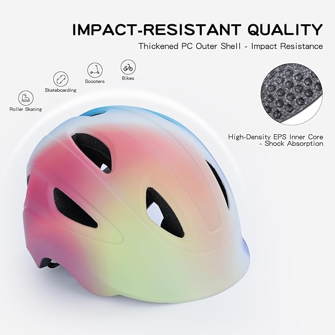 Kids Bike Helmet, OnBros Kid Bicycle Helmet for Girls and Boys with Light Lightweight Kids Helmets Certified Toddler Helmets for Kids 3-5-8-10 Age (46-50-55 cm)