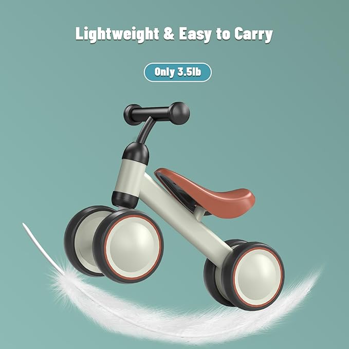 SIMATE Balance Bike Toys for 1 Year Old Boys Girls, 12-24 Month Toddler Ride on Toys, 4 Silent Wheels & Soft Seat, First Birthday Gifts for Baby Girls Boys