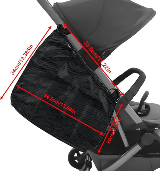Anglepingping 2 Pack Universal Side Sling Stroller Cargo Net, Non-Slip and Adjustable Straps Storage Mesh Bag,Portable Mesh Storage Organizer (Black)