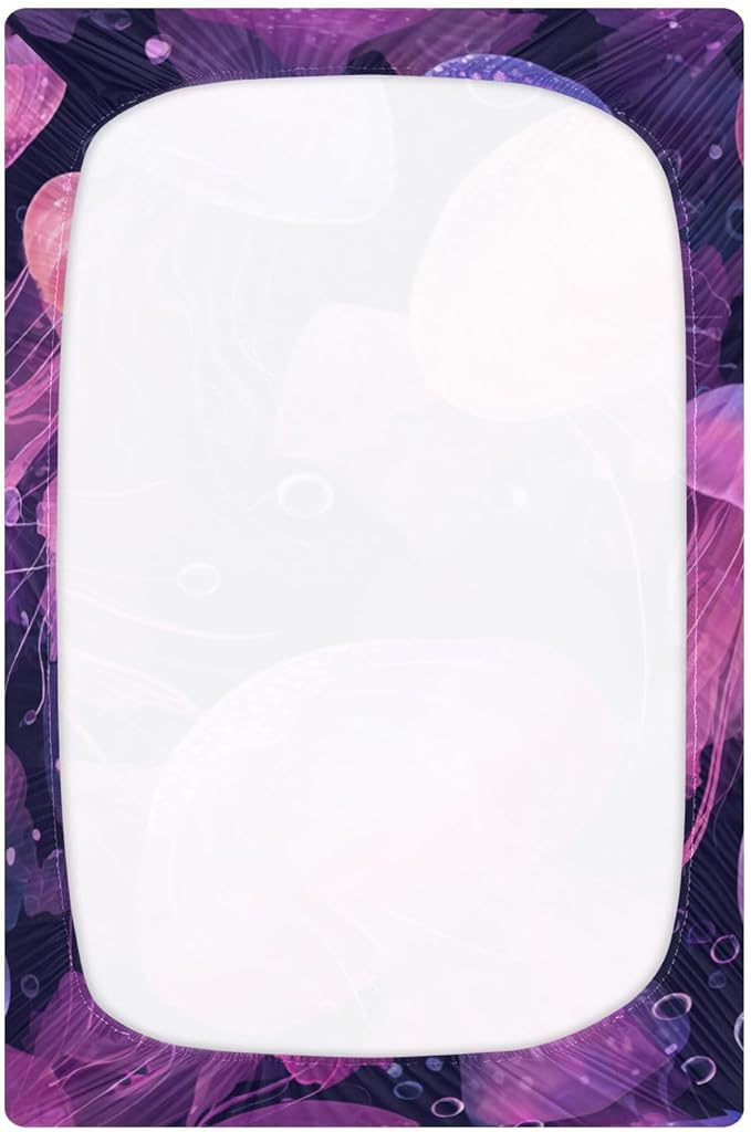 Jellyfishes and Bubbles Pink Crib Sheets Standard Crib Toddler Mattresses Cover Fitted Baby Bed Sheet Breathable Crib Mattress Sheet for Girls Boys 39''x27''x9''