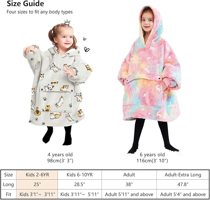 KFUBUO Wearable Blanket Hoodie for Kids Toddlers Sherpa Blanket Sweatshirt With Pocket Cute Hoodies 2-6 Year Old Girl Boy Red Plaid