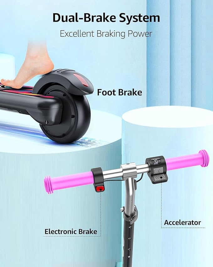 Gyroor H30 Max Electric Scooter for Kids, LED Dispaly, 150W Powerful Motor, Dual Brake System, Adjustable Height and Speed, Best Presents for Kids