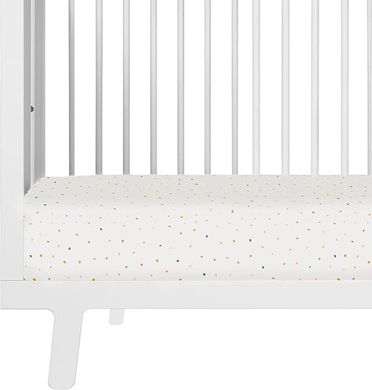 Makemake Organics GOTS Certified Organic Cotton Fitted Crib Sheet Soft Breathable (28"x52", Dotty)