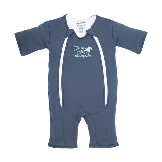 Magic Sleepsuit Baby Merlin's Cotton Baby Swaddle Transition Product - Soft and Cozy Design, Double Zipper for Easy Diaper Changes, Promotes Safe Sleep, 3-6 Months - Navy Blue - Large 18-21lbs