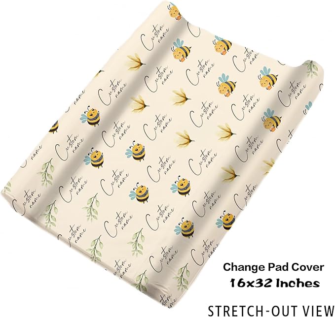 Personalized Baby Crib Bedding Set: 4 Piece Custom Gift Crib Bed Set with Name - Yellow Bee Design, Nursery Bedding Set for Baby Girls,Newborn Girls Crib Sets, Crib Bedding Shower Gifts