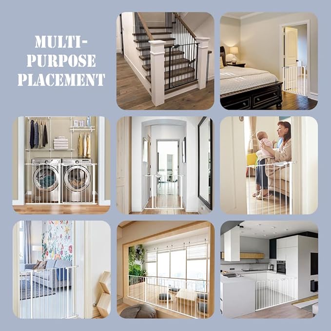 DEARBB Triple Lock Baby Gate for Stairs Doorways and House 31" to 86" Extra Wide Pressure Mounted Easy Walk Through Auto Close Safety Pet Gate Black 76.77-86.22"