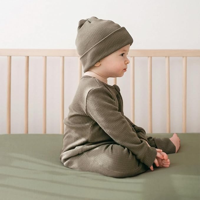 GRSSDER Jersey Crib Sheets for Boys and Girls, Stretchy Ultra Soft Crib Fitted Sheets Set 2 Pack, Universal Fit All Standard Crib Mattress Pads Safe and Snug, Pale Sage/Sage