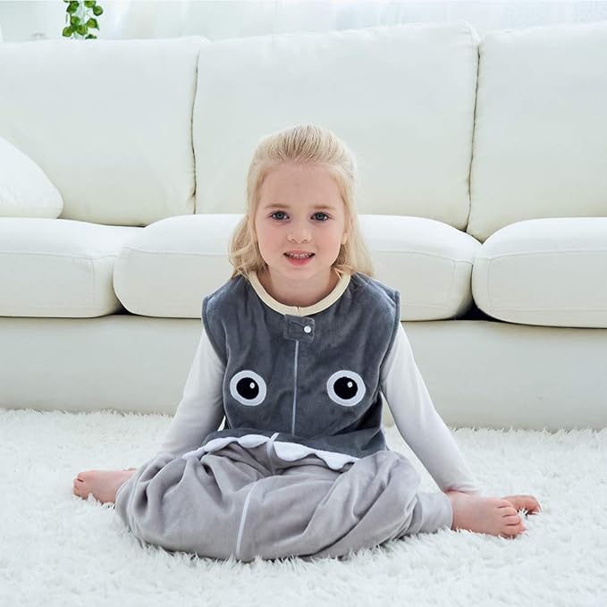 MICHLEY Toddler Sleeping Sack with Feet Newborn Infant Sleeveless Sleeping Bag 2-way Zipper Baby Wearable Blanket for Walkers,Grey Shark,3-5T