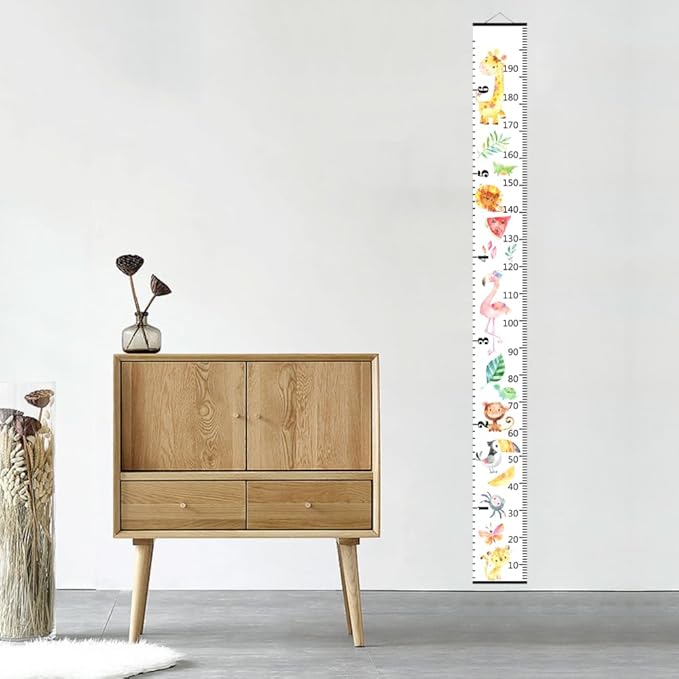 Baby Growth Chart for Wall - Height Chart for Kids Nursery Decor Wall Hanging Measurement Ruler with Black Wood Scroll Toddlers Room Decor Birthday Christmas Gifts for Boys Girls 79"X7.9" (Giraffe)