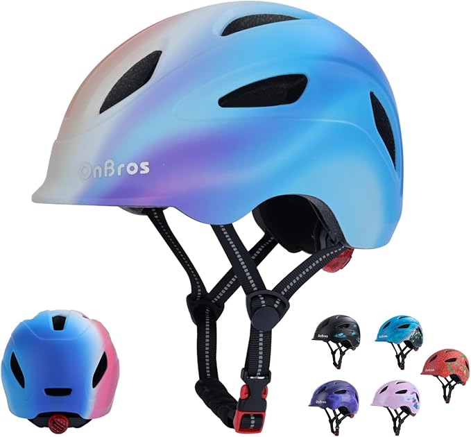 Kids Bike Helmet, OnBros Kid Bicycle Helmet for Girls and Boys with Light Lightweight Kids Helmets Certified Toddler Helmets for Kids 3-5-8-10 Age (46-50-55 cm)