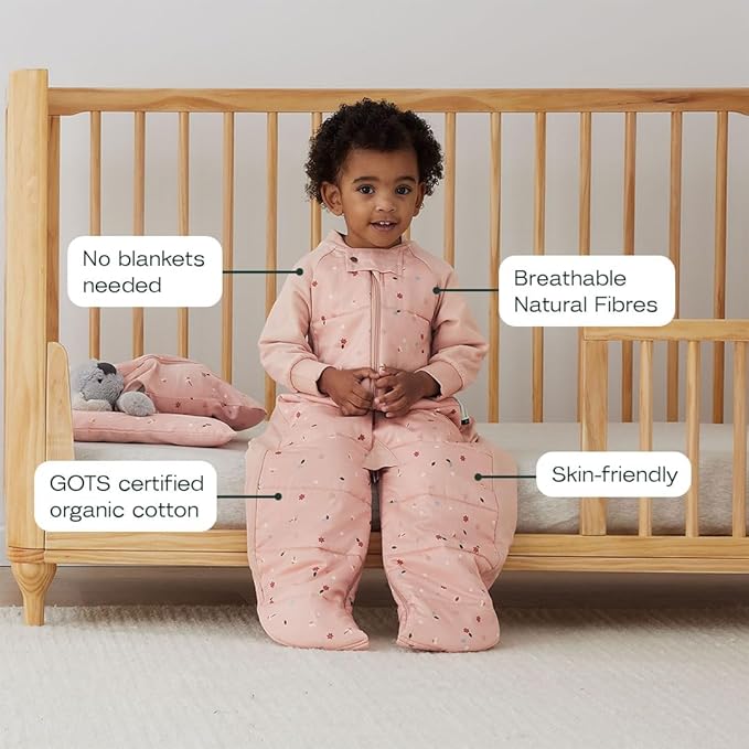 ergoPouch Sleep Suit Bag 2.5 TOG – Baby Sleep Sack & Wearable Blanket, 2-in-1 Convertible Sack to Suit with Legs for Safe Movement, Regulates Temperature Overnight, Unisex (3-12 Months, Daisies)