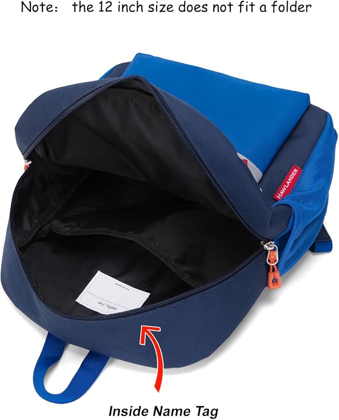 HawLander Little Kids Backpack for Boys or Girls, Toddler School Bag Fits 3 to 6 years old, Dark Blue, 12 Inch