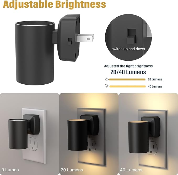 NOVELUX ETL Certified 2700K Night Lights Plug into Wall, Modern Plug in Night Light, Dusk to Dawn Light Sensor Nightlight, Warm White, Adjustable Brightness, Night-Lights for Hallway,Bathroom, 8 Pack