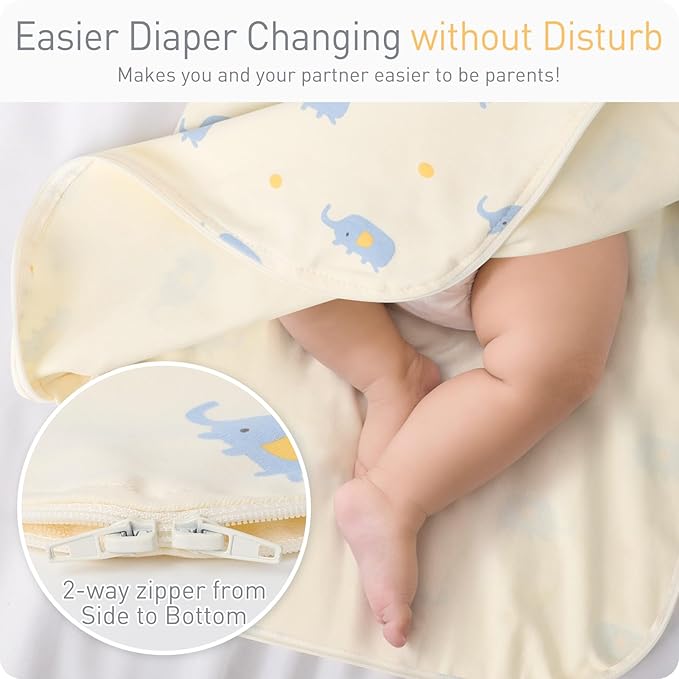 Premium Soft Cotton Transitional Swaddle Sack with Arms Up & Sleeves 3-6 Months, Mitten Cuffs, 2-Way Zipper, Sleeping Sacks for Newborns - Calms Startle Reflex, Boys & Girls Sleep Bag