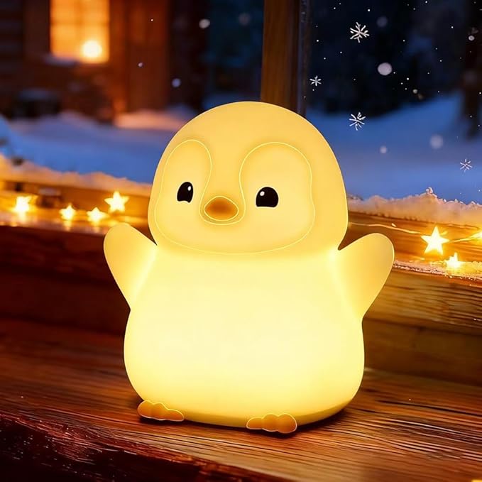 KangTen CHEN Cute Penguin Night Light for Kids Bedroom, Animal Silicone Nursery Night Lamp Touch Control Nightlights USB Rechargeable Bedside Lamp for Baby Children Toddlers Girls Gift