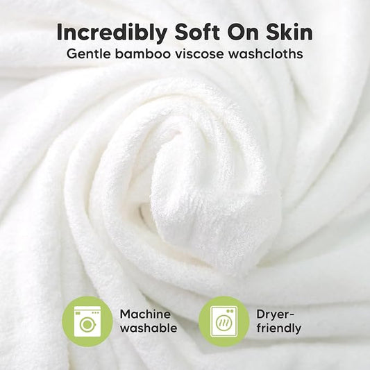 6-Pack Baby Washcloths - Soft Absorbent Viscose from Bamboo Wash Cloths for Babies, Kids, Toddlers, Infant, Newborn Bath Towels, Gentle on Sensitive Skin, 10x10 Reusable Face Towels (Bravo Blue)