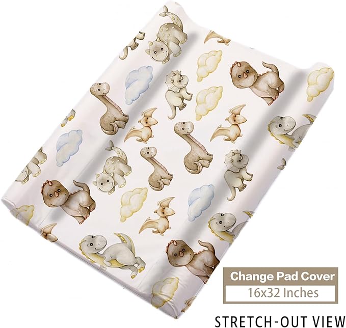 Custom Name Crib Bedding Set 3-Piece – Cute Dinosaur Design Baby Bedding Set with Personalized Soft Blanket, Fitted Sheet, Changing Pad Cover – Ideal Newborn Gift for Boys and Girls
