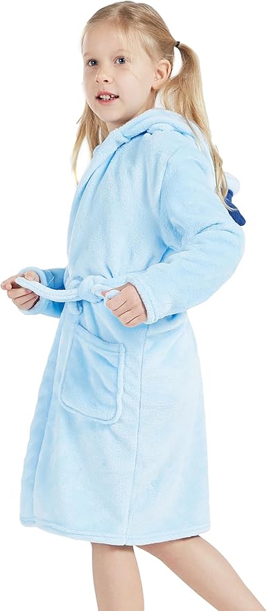 DELEY Girl's Robe Baby Boys Hoodie Robes Toddler Bathrobes for Kids Pajamas Sleepwear