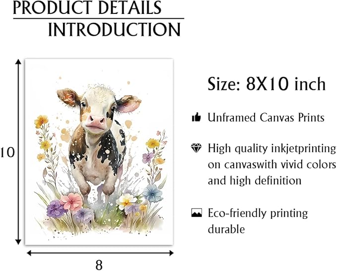 LNLAGBO Baby Watercolor Farm Animals Nursery Wall Art Prints,Cute Baby Animal Nursery Farm Wall Art, Animals Themed Posters for Farmhouse Kids Room Decor,Set of 6(8"X10"Unframed)