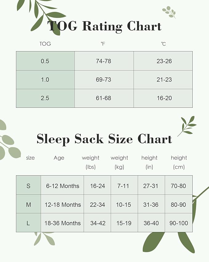 Baby/Toddler Sleep Sack with Legs, Rayon from Bamboo 95% + 5% Spandex, 1.0 TOG, 2‑Way Zipper Sleeping Bag, Walker‑Friendly 18-36M Green