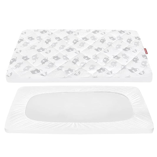 Pack and Play Sheets Fitted, Breathable Thick Playard Lovely Print Cover 39"×27"×5" Compatible with Graco Pack n Play, Elephant