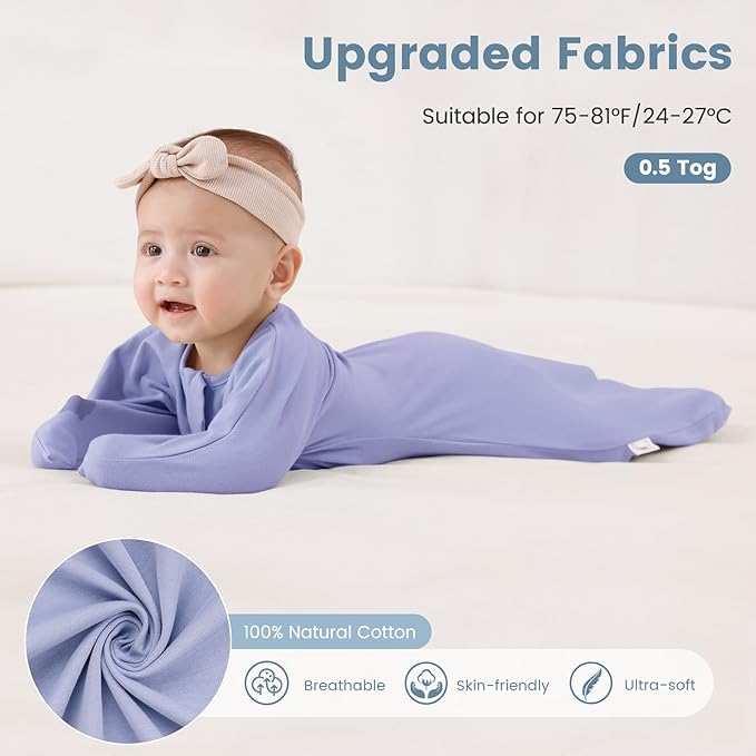 ZIGJOY Baby Transitional Swaddles for Newborns: 0.5 Tog Arms Up Sleep Sack 3-6-12 Months Soft Cotton Shark Fin 2 Way Zipper