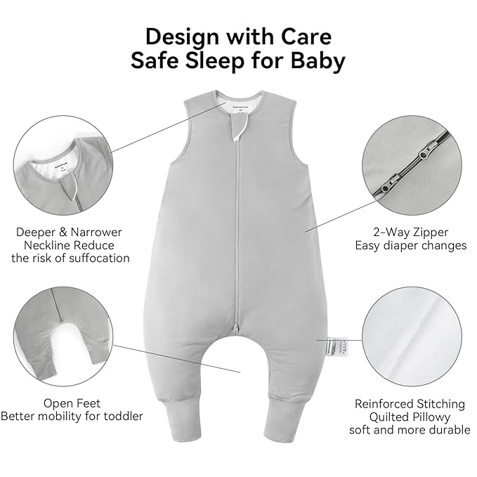 BubblePanda Rayon Made From Bamboo Toddler Sleep Sack with Feet 3t-4t Months 2.5 Tog Winter Ultra Soft Warm Baby Sleep Bag Walker Quilted Thick Wearable Blanket with Legs 2-Way Zipper